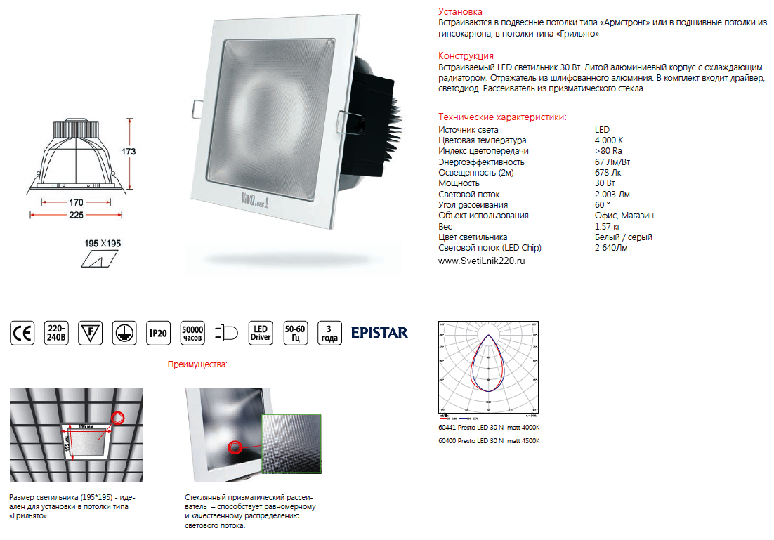 Светильник Presto LED 30