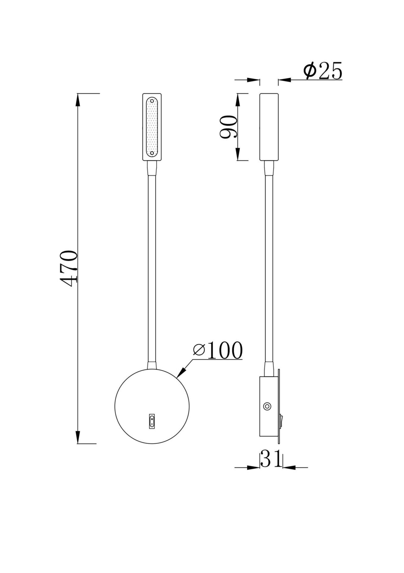 Настенный светильник (бра) Technical C035WL-L3B3K